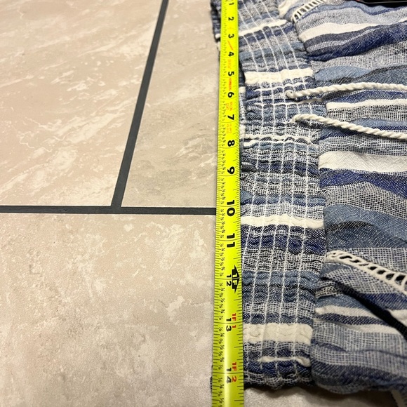 Briggs Women's Linen Blend Pull-On Shorts Medium Blue Stripe Wide Waist Band NWT - Picture 10 of 12